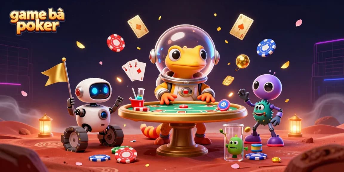 Win big at game bài poker with our vibrant Martian-themed poker illustration!
