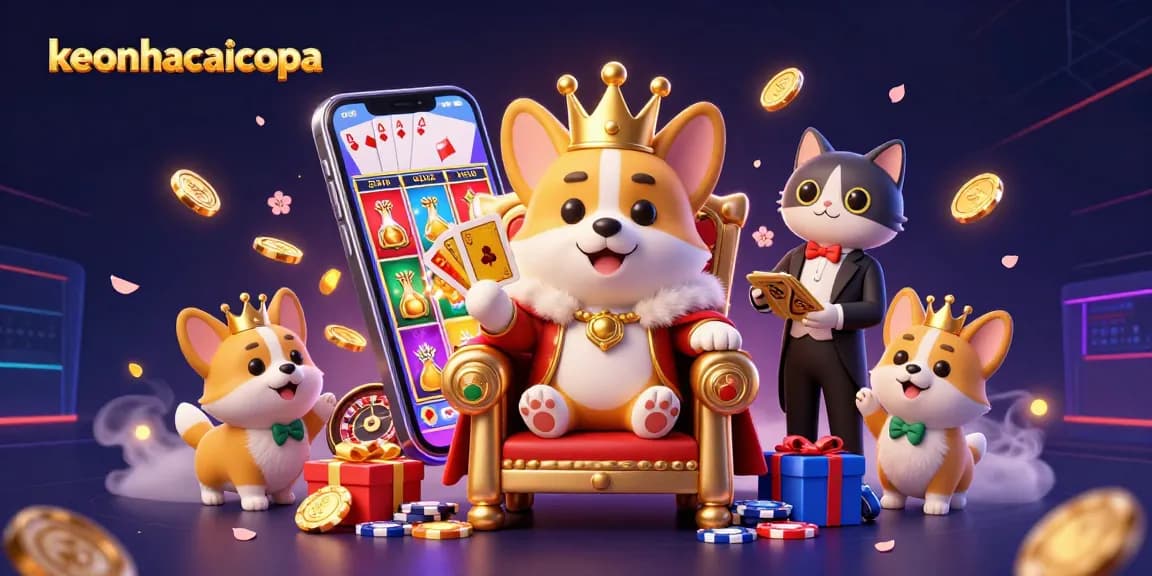 Engage with keonhacaicopa's vibrant casino scene featuring animated characters and dynamic gaming elements.
