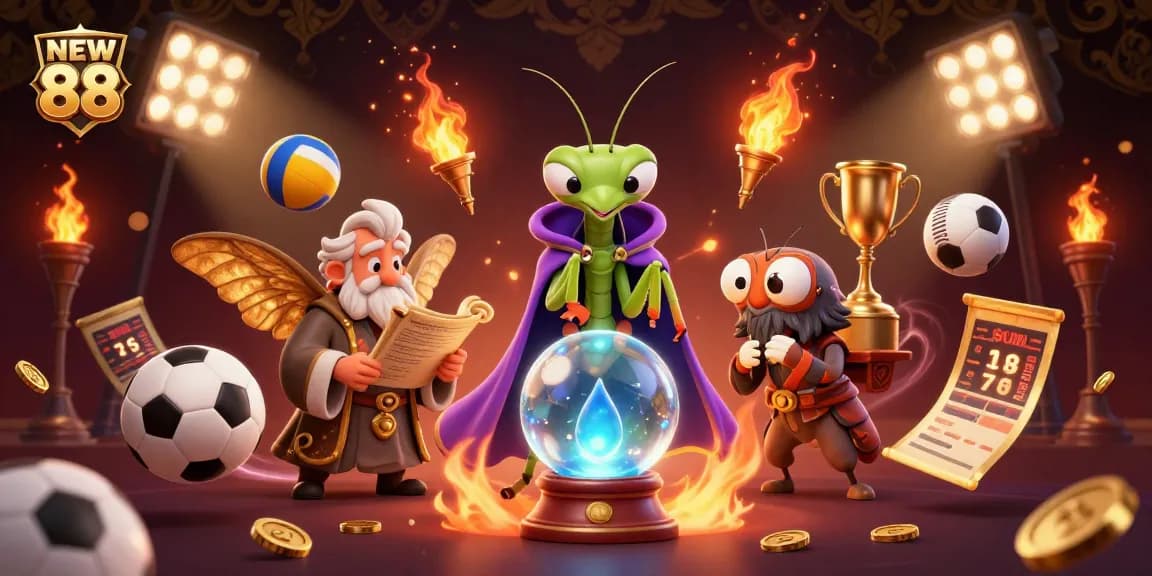 Win with NEW 88 by experiencing a mystical gambling scene filled with fortune tellers and sports.
