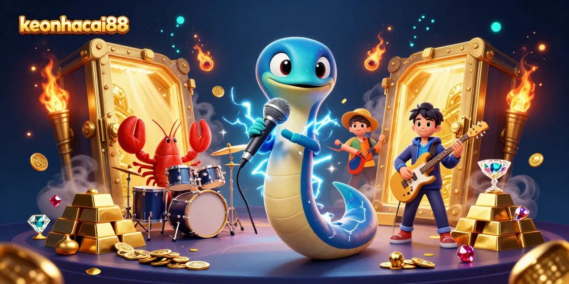 Experience the vibrant underwater casino vibes with keonhacai88 as the electric eel performs hits.