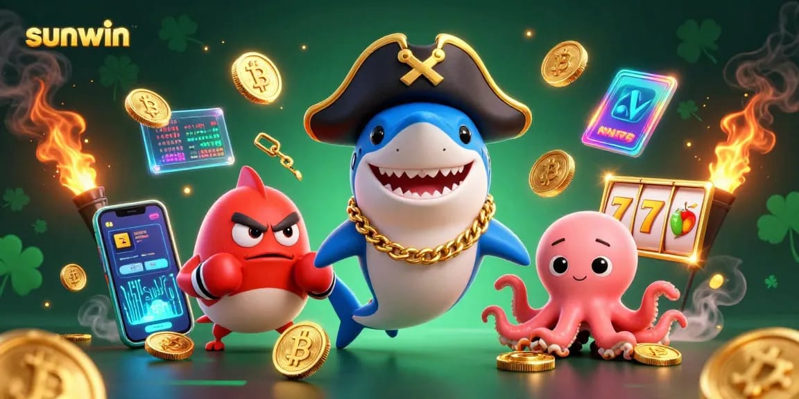 Experience exciting gaming with sunwin featuring playful characters and vibrant casino elements.
