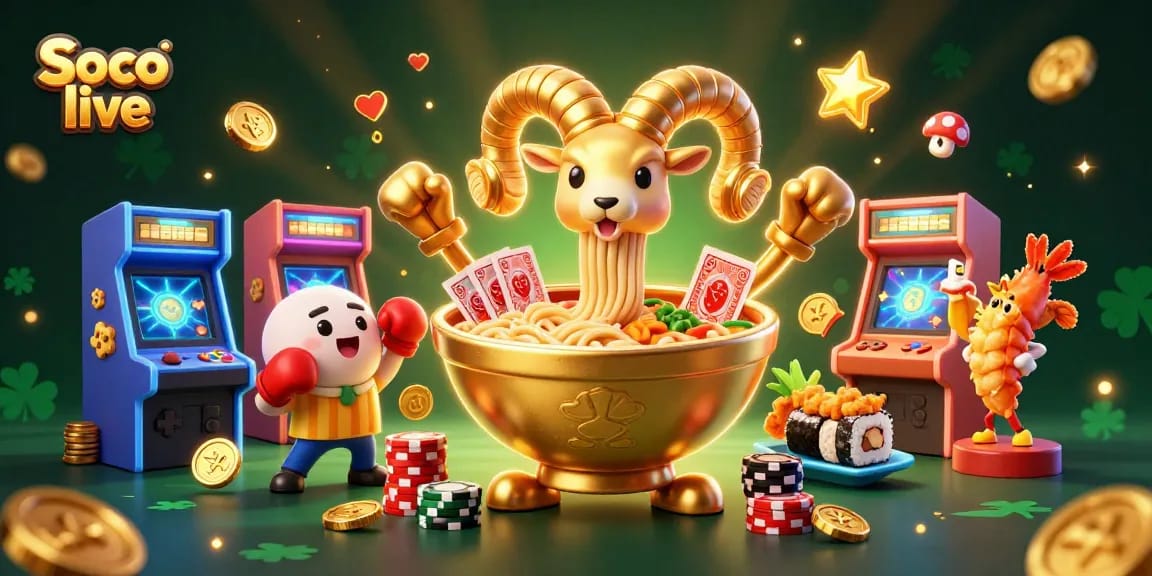 Engage in thrilling gaming adventures with Soco live's vibrant, cartoon-filled casino atmosphere.
