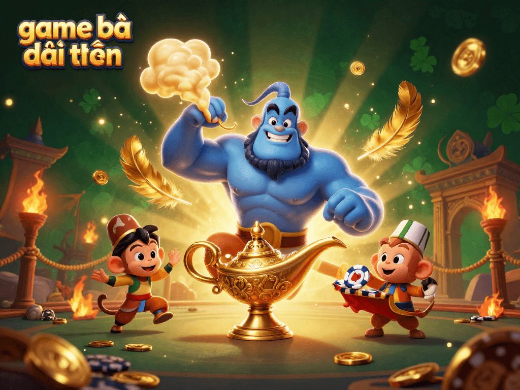 Experience game bài đổi thưởng with a captivating genie scene in a vibrant casino setting.