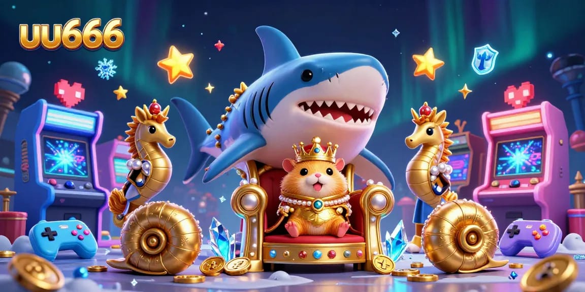 Engage in thrilling gameplay with uu666's charming golden hamster king in a vibrant casino setting.