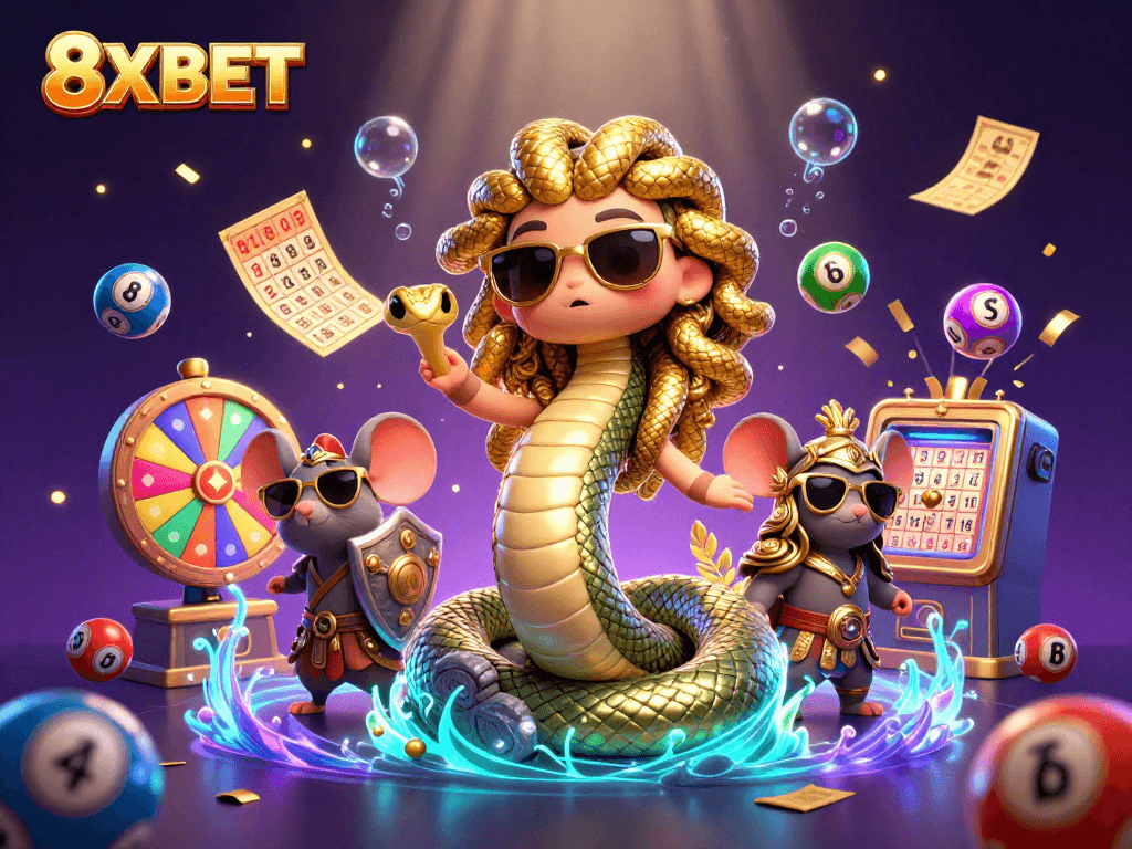 Experience vibrant gaming action at 8XBET with colorful lottery themes and dynamic elements.
