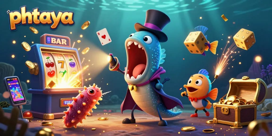 Phtaya casino features a captivating 3D underwater scene with magical sea creatures engaging in exciting casino gameplay.