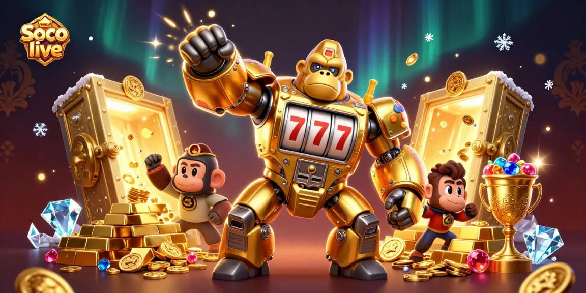 Experience the thrilling action of Soco live with dynamic 3D characters and vibrant casino elements.