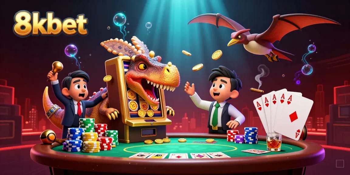 8xbet offers thrilling moments as a pachycephalosaurus hits a slot machine for jackpots.