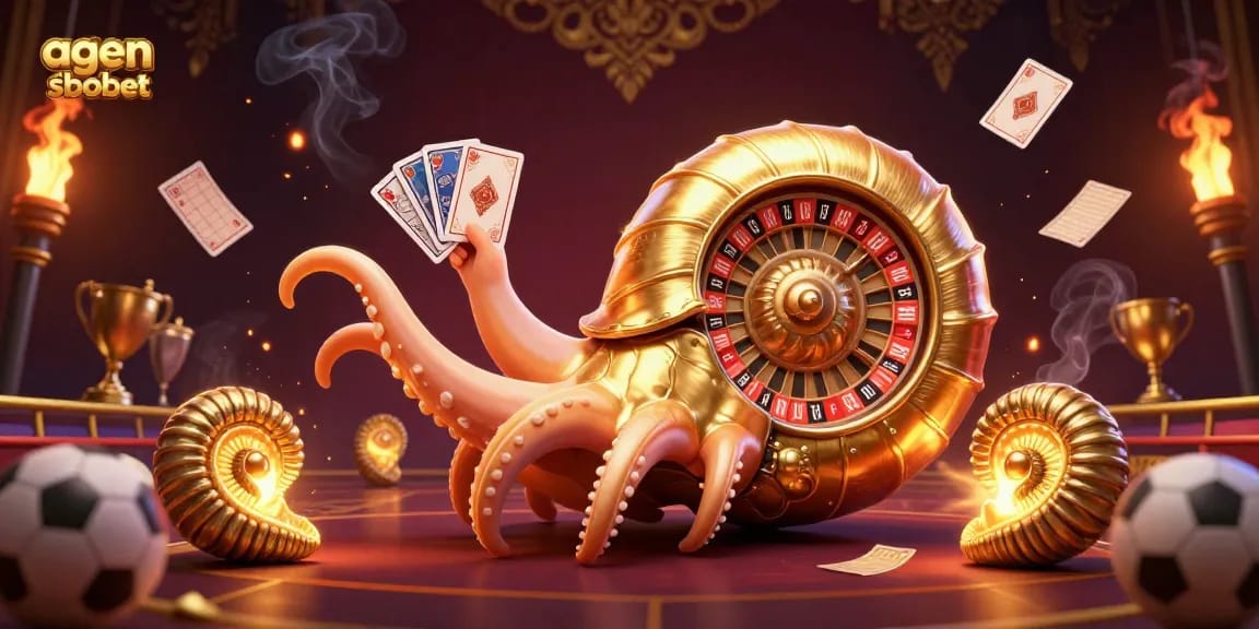 Experience thrilling betting with agen sbobet's vibrant nautilus-themed casino scene showcasing dynamic sports elements.
