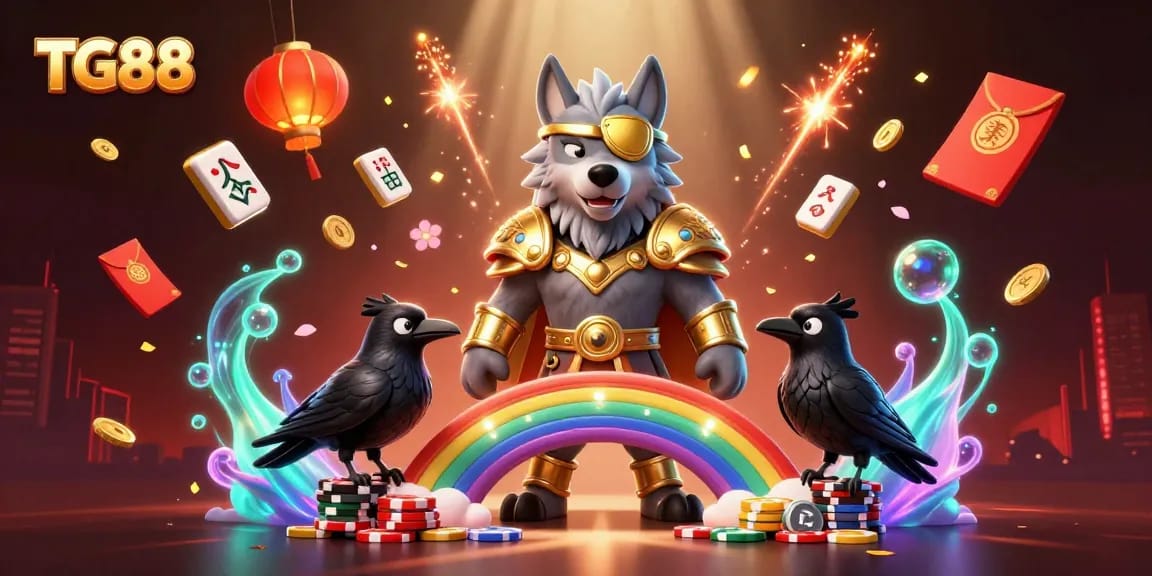 Experience TG88 with captivating Norse-inspired characters and vibrant casino elements.