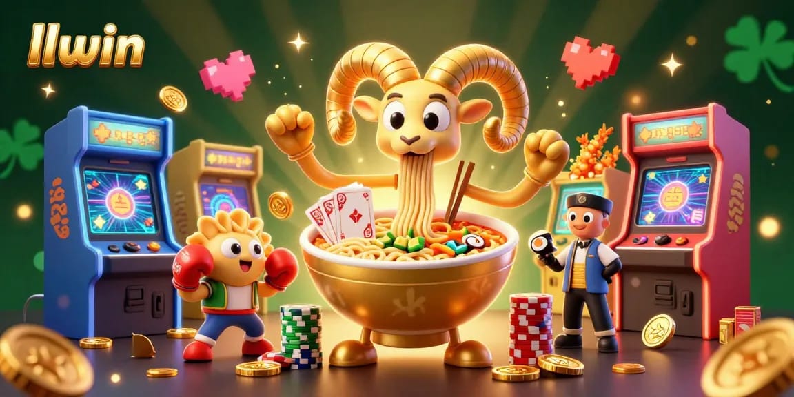 Experience the thrill of gaming at LLWIN with a dynamic casino-themed digital illustration.
