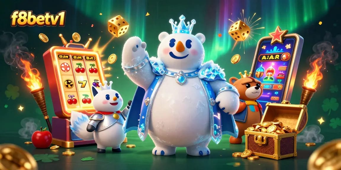 Experience f8betv1's dazzling slot machines bursting with jackpots and energy in this vibrant casino scene.