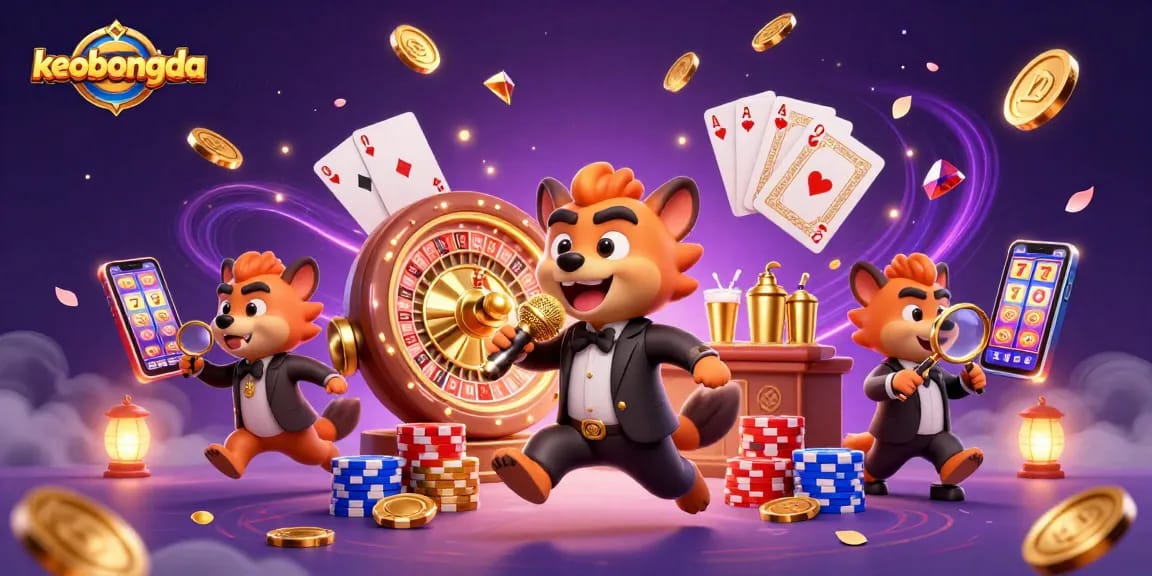 Experience the excitement of betting at keobongda with hyenas in a vibrant casino illustration.