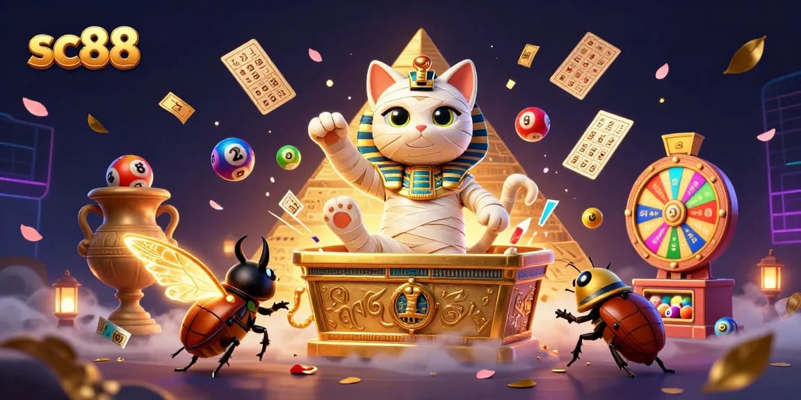 Experience the thrills of sc88 as the mummy cat unveils treasures in a vibrant casino.