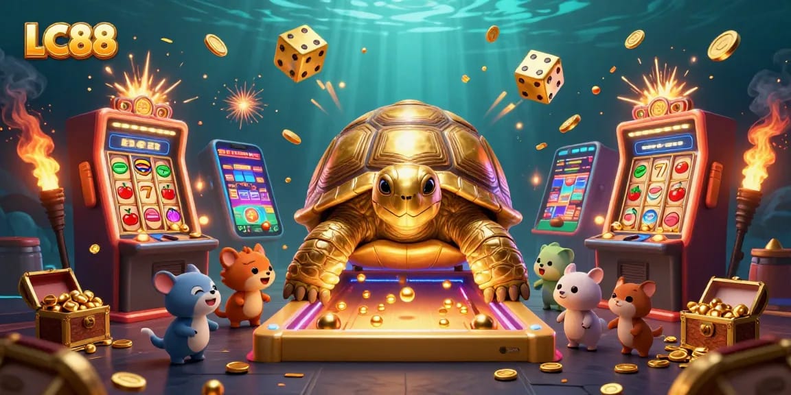 Play the exciting LC88 games with a vibrant scene showcasing thrilling casino elements and a dynamic atmosphere.