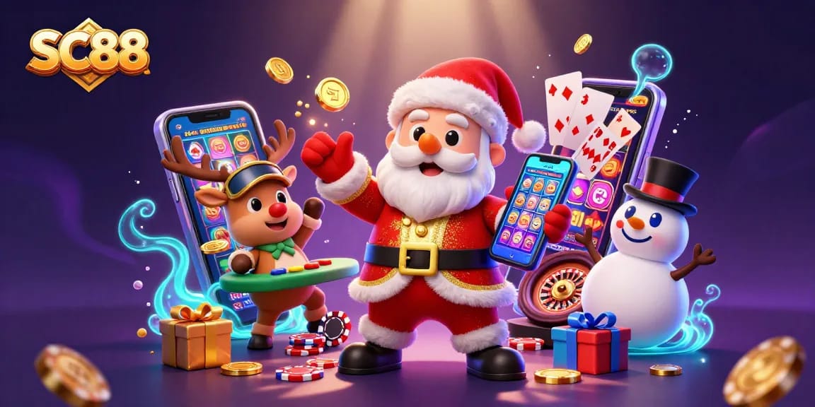 Join Santa Claus and friends at SC88 for thrilling jackpot slots and fun games in a vibrant casino!