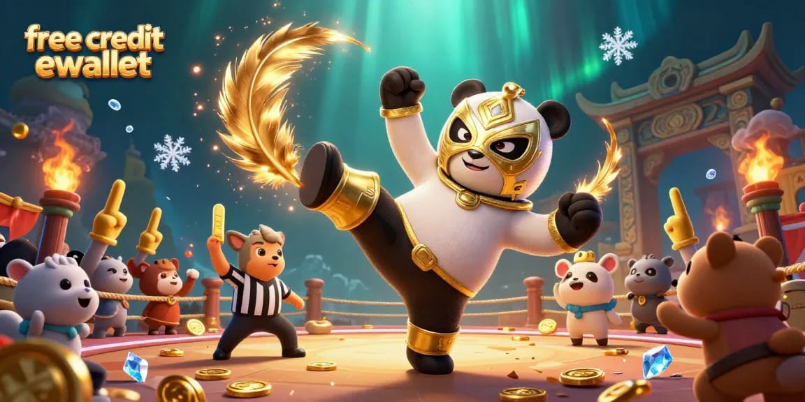 Experience the excitement of free credit ewallet in a dynamic online casino environment featuring adorable animal characters.