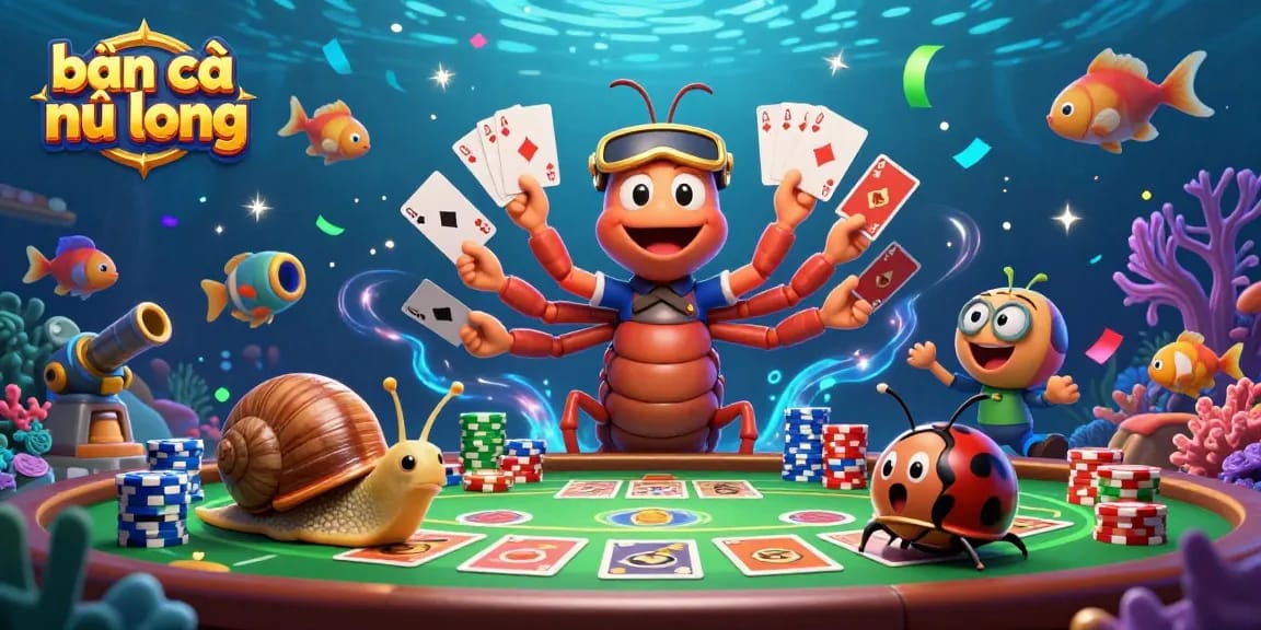 bắn cá ngũ long action scene with exciting sea creatures and 3D cartoon characters in a dynamic fish shooting game.