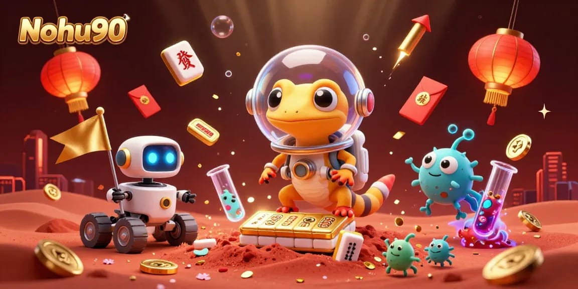 Nohu90 invites players to explore an outstanding cosmic casino in a rich 3D scene featuring excitement and vibrant visuals.