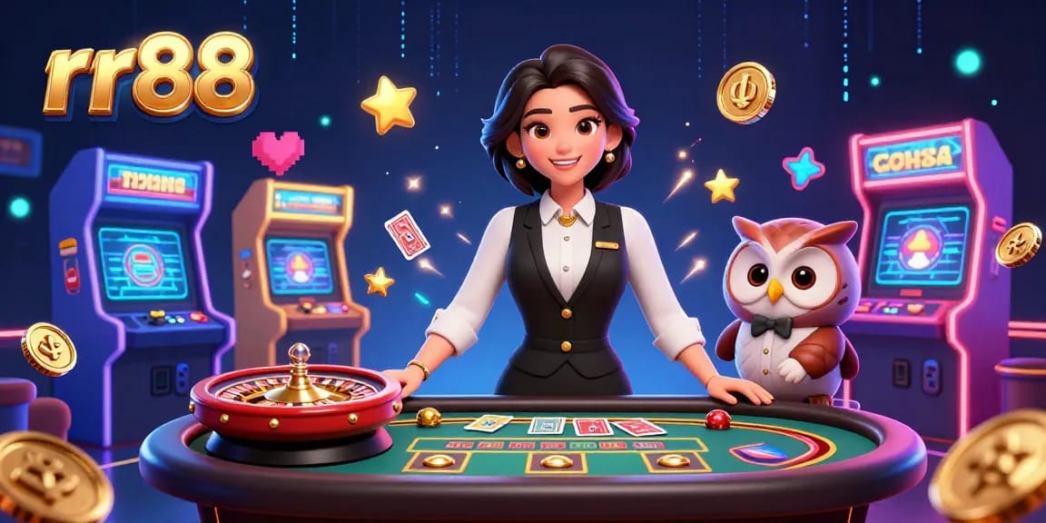 Experience the elegance of rr88 with a charming dealer dynamic at a luxury baccarat table.