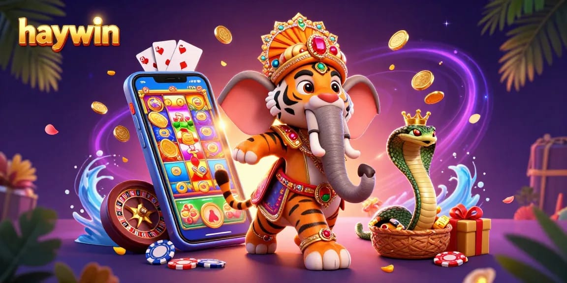 Experience high-stakes excitement at haywin with a vibrant casino scene featuring slots and a jungle theme.