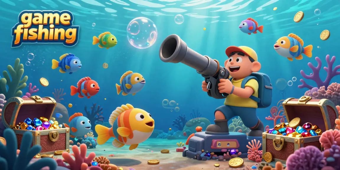 Engage in game fishing adventures with cartoon sea creatures and immersive underwater elements.
