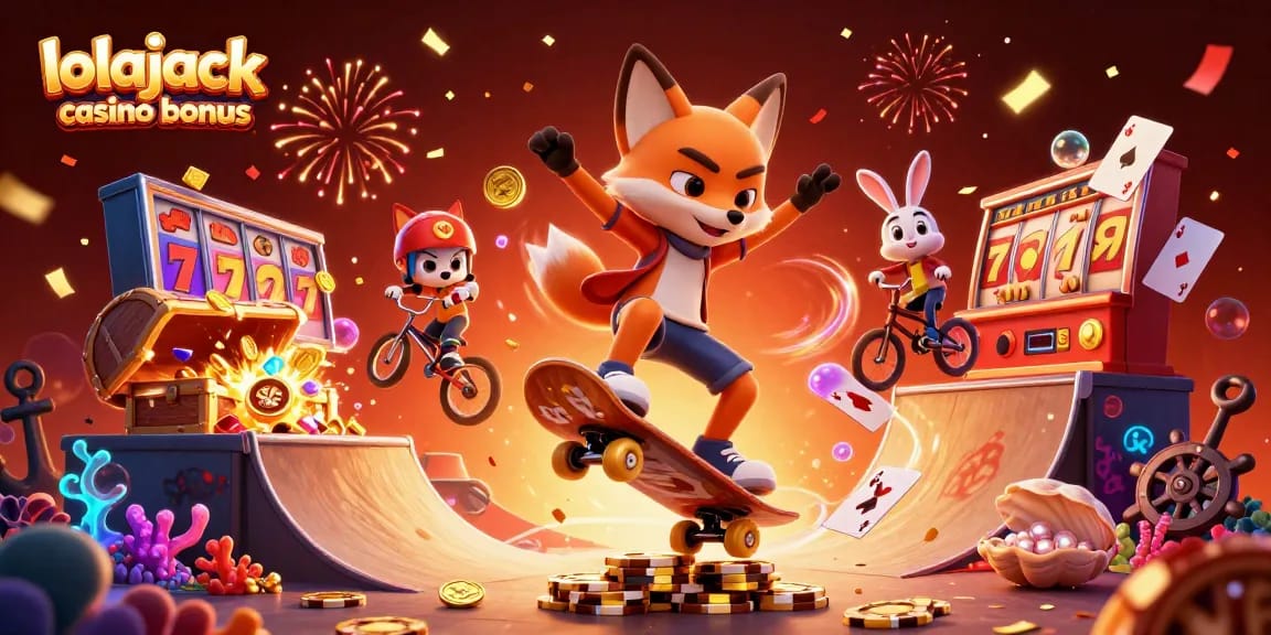 Experience the thrill of the lolajack casino bonus with vibrant characters and dynamic elements in a captivating casino scene.