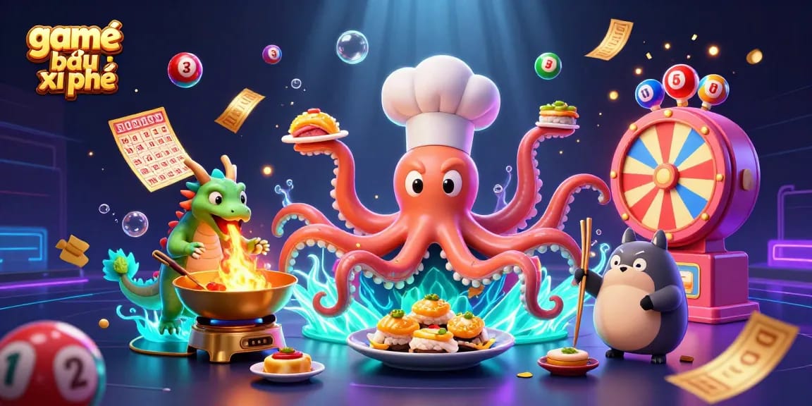Experience thrilling game bài xì phé with a dynamic illustration featuring animated characters and vibrant casino elements.