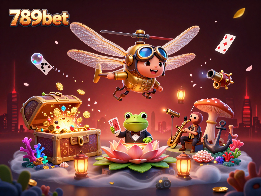Experience thrilling gameplay at 789bet with a vibrant casino scene featuring a frog dealer and jazzy musicians.