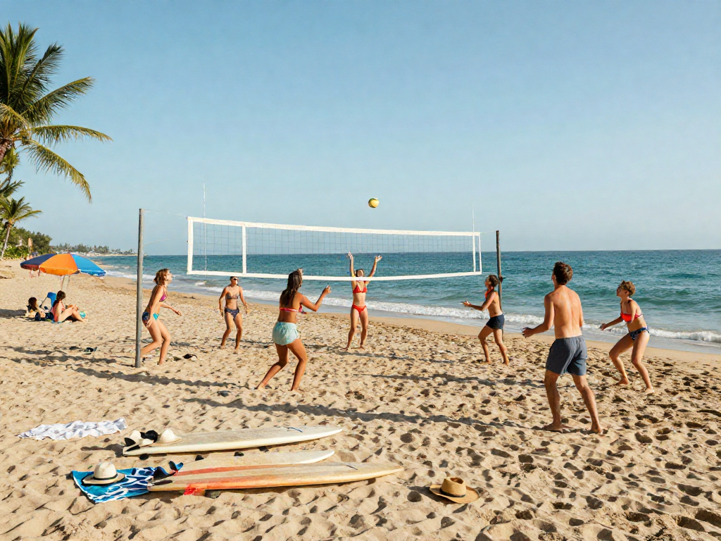 Friends enjoying a fun beach day with BIKINISLOT swimwear and vibrant activities