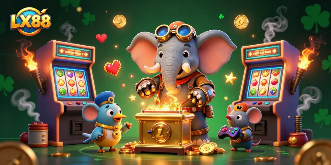 Experience the thrilling world of LX88 with a 3D steampunk elephant engineer at a dynamic slot machine scene.