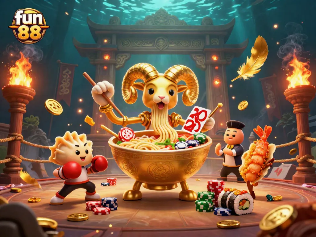 Join the fun 88 experience with vibrant characters and thrilling game elements in this dynamic illustration.
