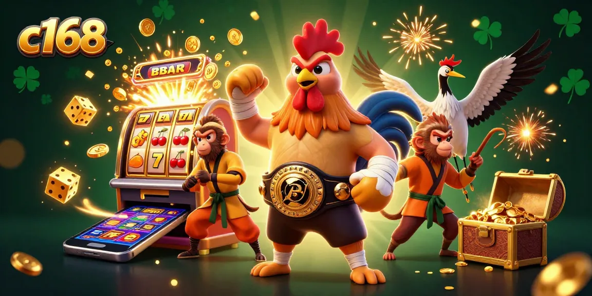 Experience exciting gameplay at c168 with vibrant slot machines, golden treasures, and energetic characters.