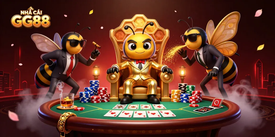 Experience thrilling gameplay at NHÀ CÁI GG88 with dynamic poker strategies in an ultra-detailed casino illustration.