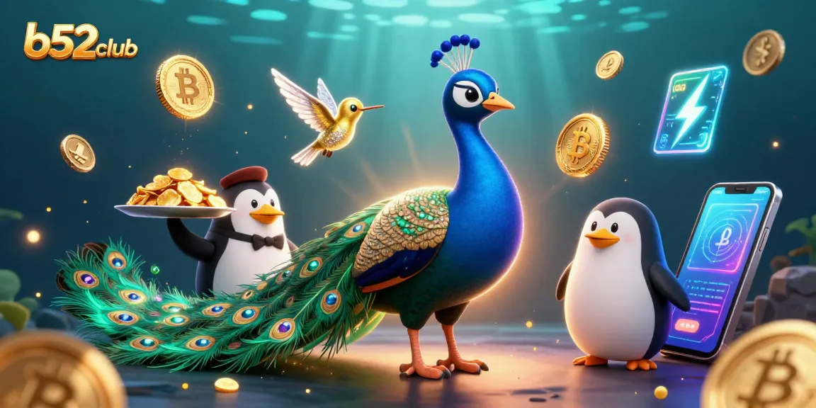 Join the fun at b52club with vibrant 3D scenes full of animated games and crypto coins!