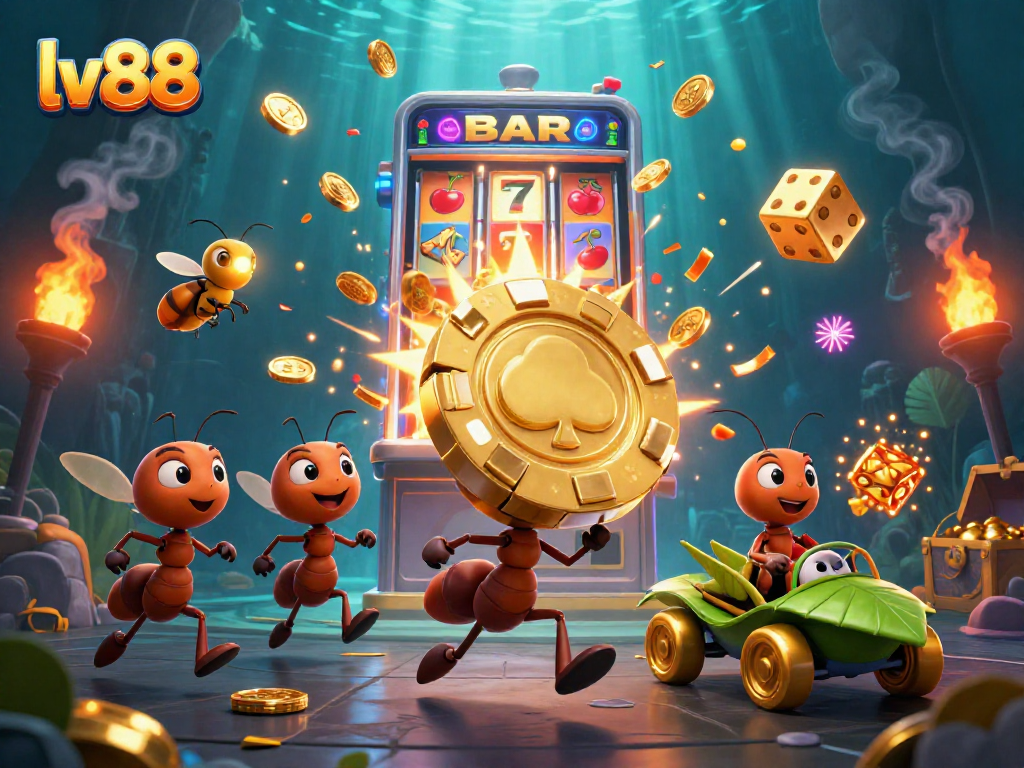 Experience thrilling gaming adventures with lv88, featuring gambling-themed characters and vibrant casino elements.