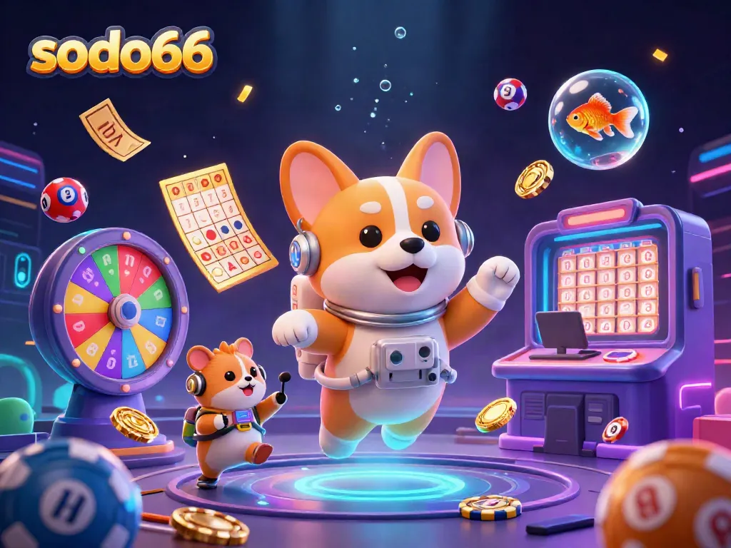 Experience the excitement of SODO66 with a 3D astronaut corgi at a cosmic casino!