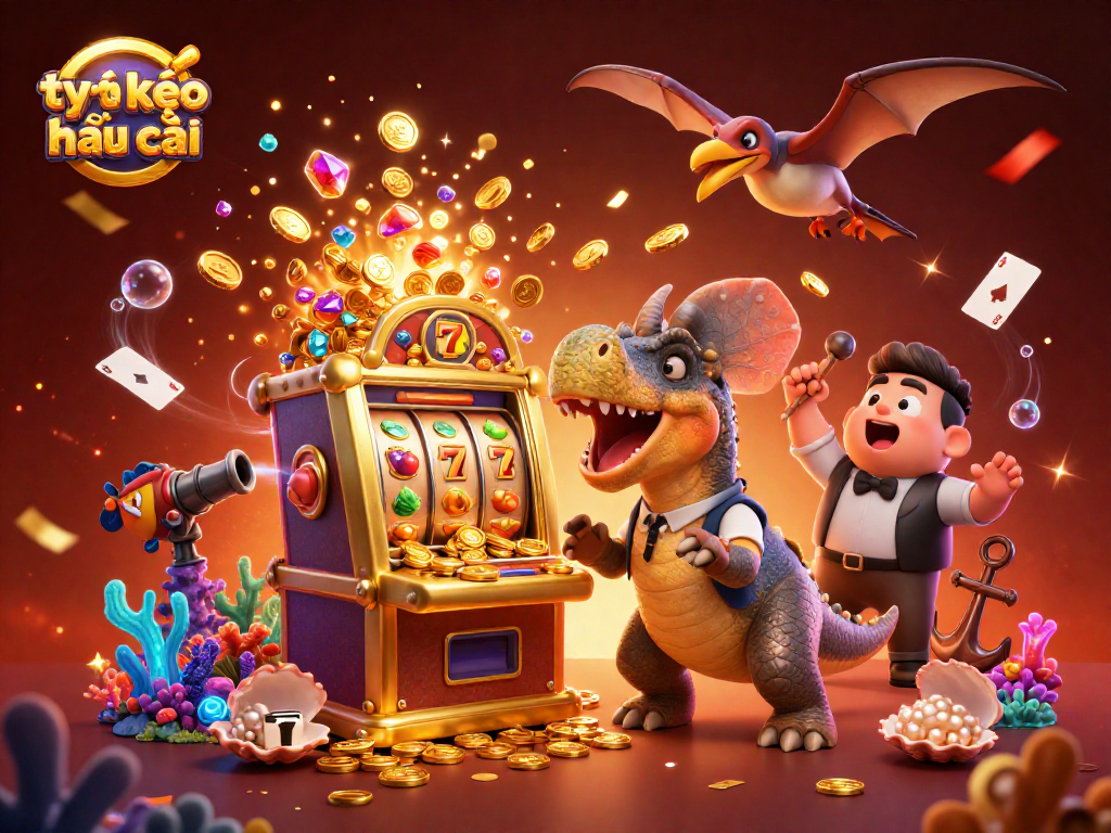 Experience the thrill of tỷ lệ kèo nhà cái with a pachycephalosaurus hitting a jackpot slot machine.