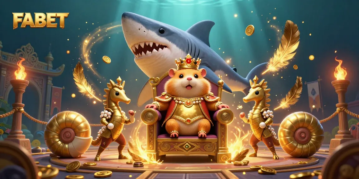 Engage with FABET as the dynamic golden hamster king reigns in a thrilling casino underwater scene.