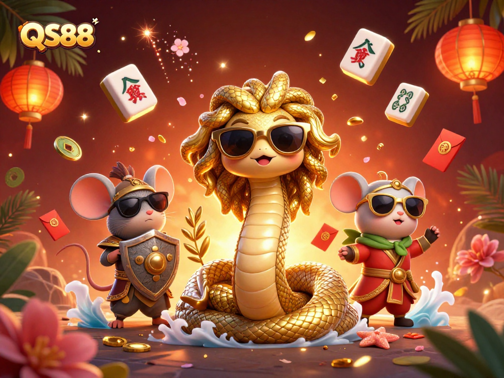 Win big with QS88 in this vibrant 3D casino illustration featuring exciting gaming elements.