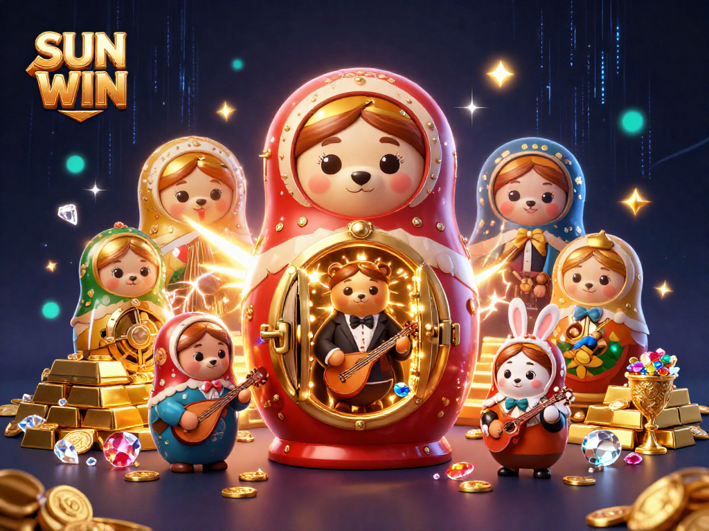 Engage with SUN WIN's exciting atmosphere featuring vibrant characters and casino treasures.
