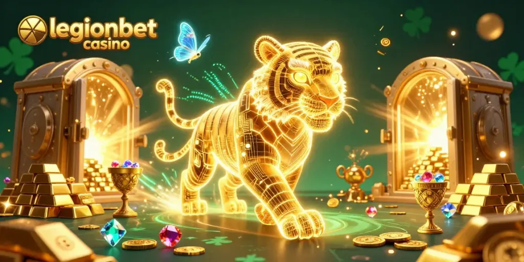 Experience the thrill of legionbet casino with vibrant scenes of winning symbols and immersive games.