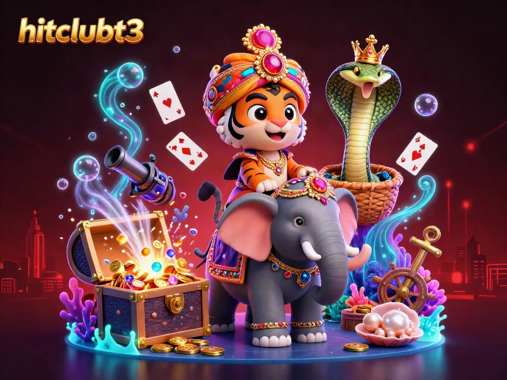 Experience the thrilling underwater adventure of hitclubt3 with a dazzling maharaja tiger, jewel-encrusted elephant, and vibrant gaming elements.