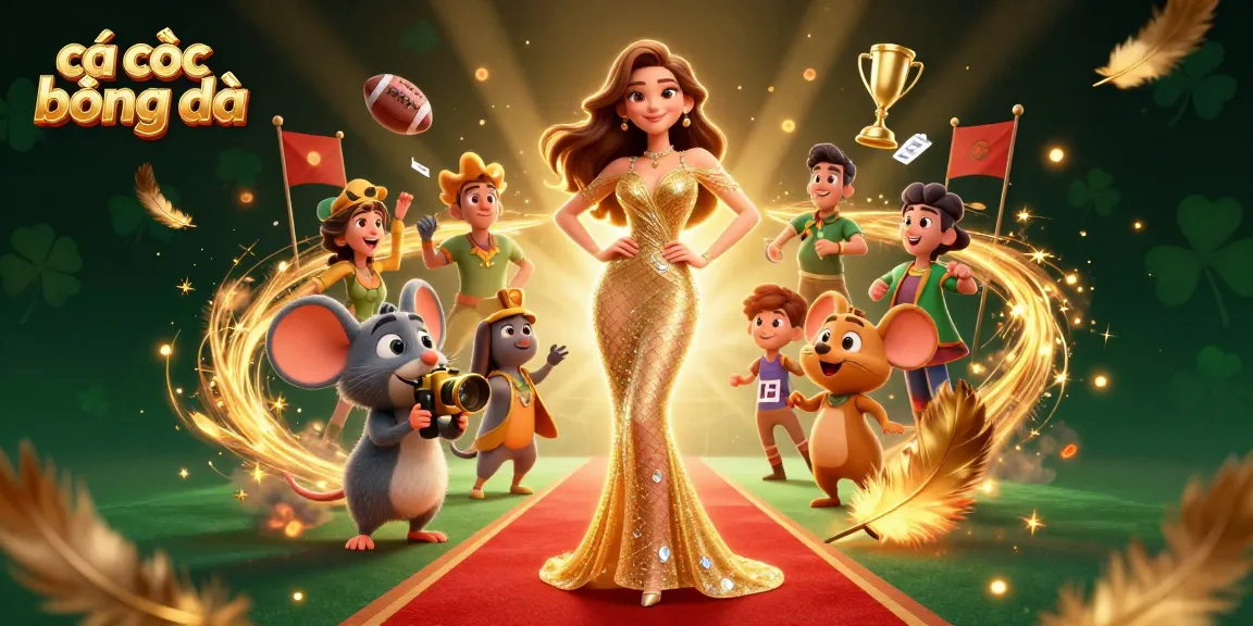 Engage in cá cược bóng đá with thrilling sports betting elements and glamorous characters in a lively scene.
