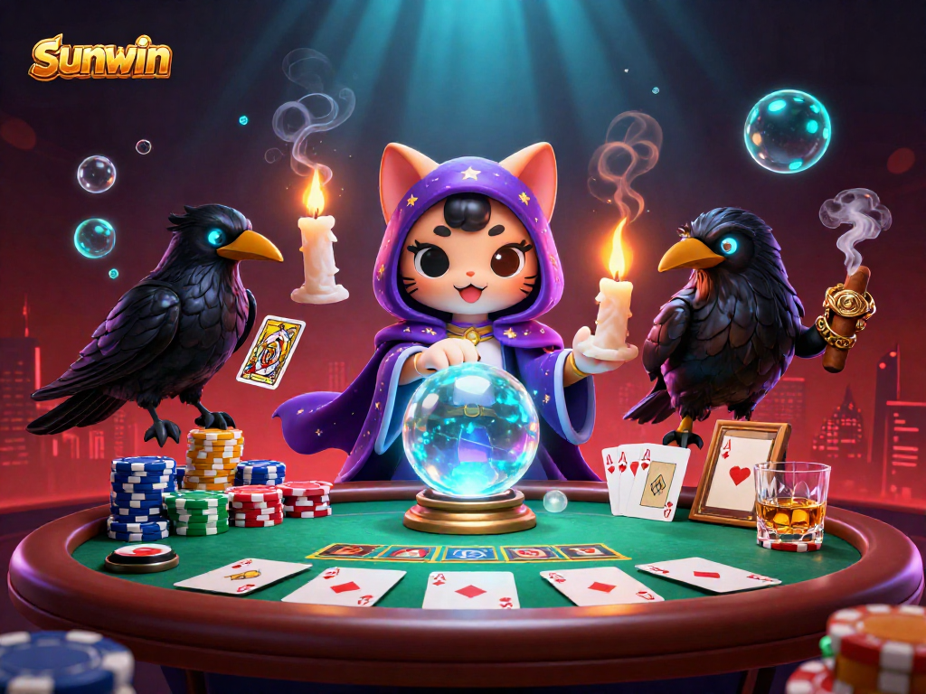Engage in poker excitement at sunwin with this vibrant, action-packed casino scene.