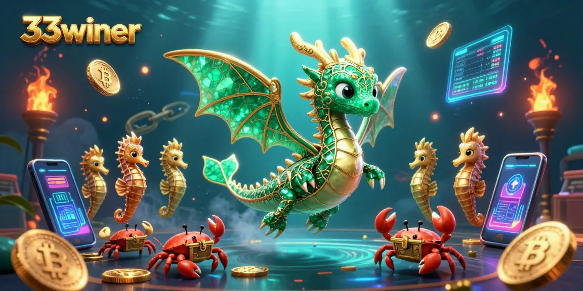 Experience the thrilling world of 33winer with its stunning emerald sea dragon and crypto treasures.