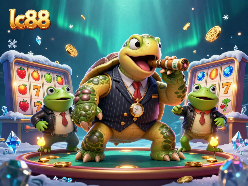 Experience thrilling slots action with lc88 in a vibrant underwater casino scene featuring unique 3D characters.