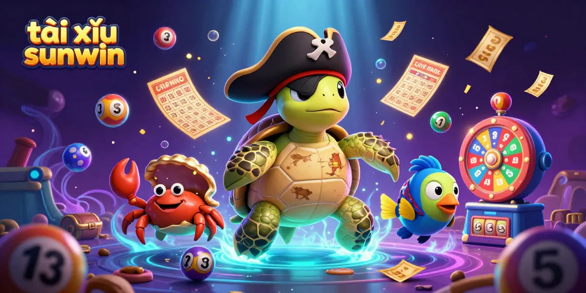 Engage in tài xỉu sunwin with vibrant lottery elements and playful underwater characters.
