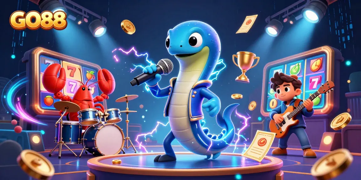 Engage with GO88's electrifying experience featuring dynamic underwater casino characters and vibrant game elements.