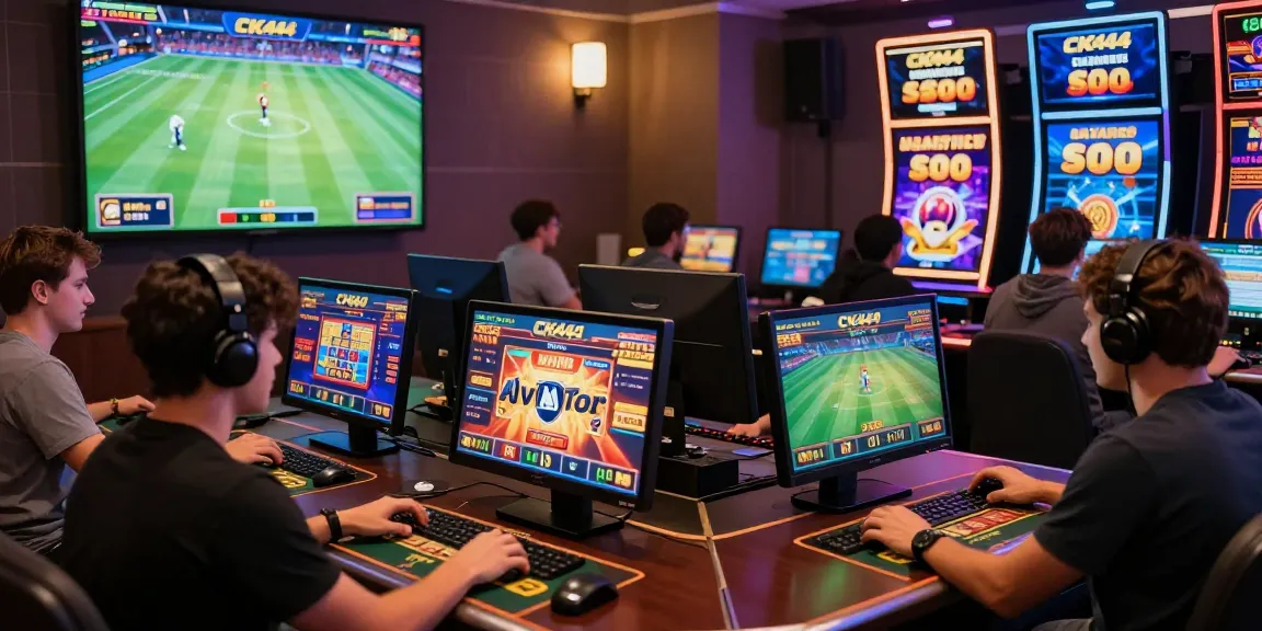 Exciting CK444 online casino scene with diverse players enjoying slots and sports betting.